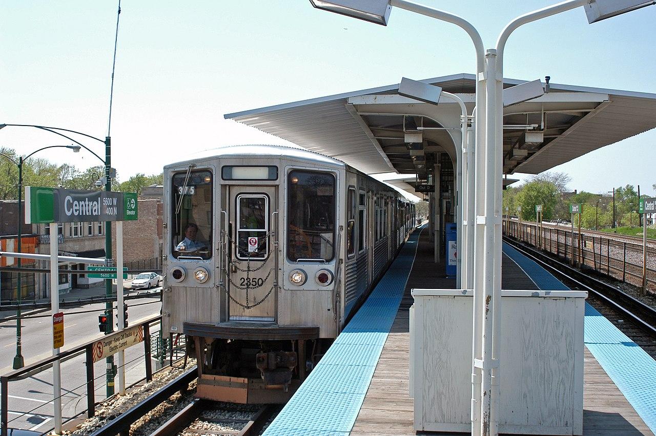 Picture of CTA's Central Lake Green Line rail station