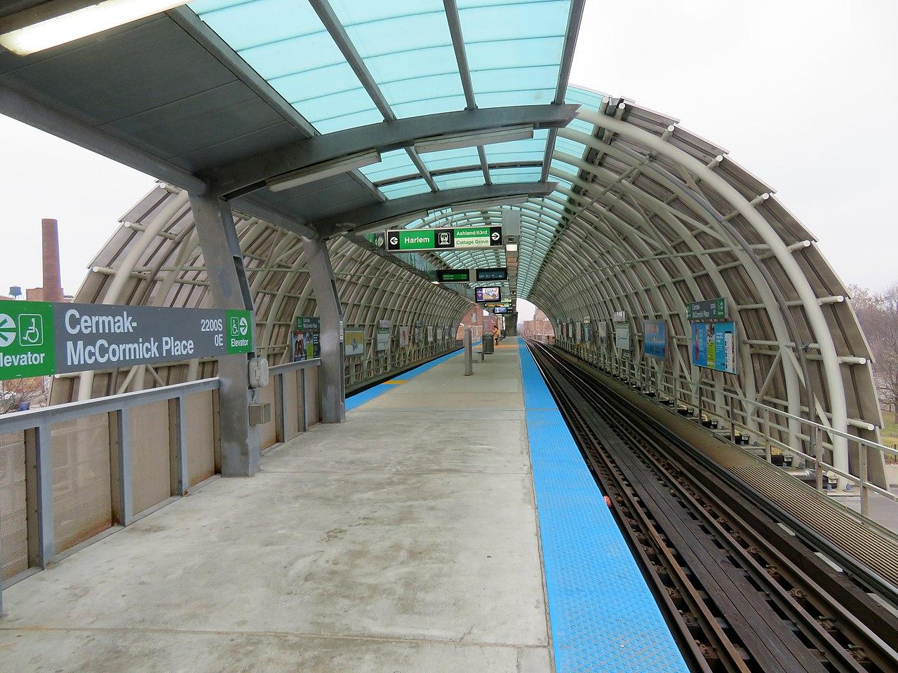 Picture of CTA's Cermak McCormick Place rail station platform