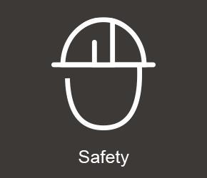 Icon of a head wearing a helmet to reference safety