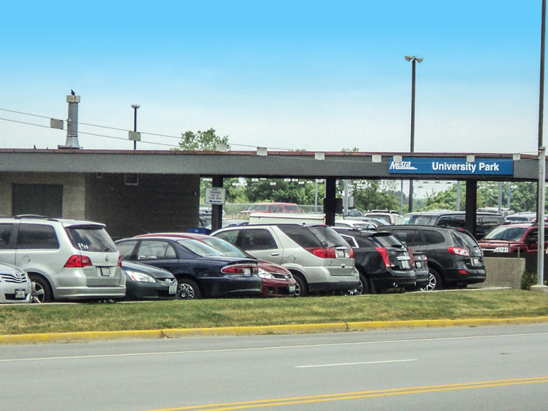 Picture of Metra's University Park Station parking lot